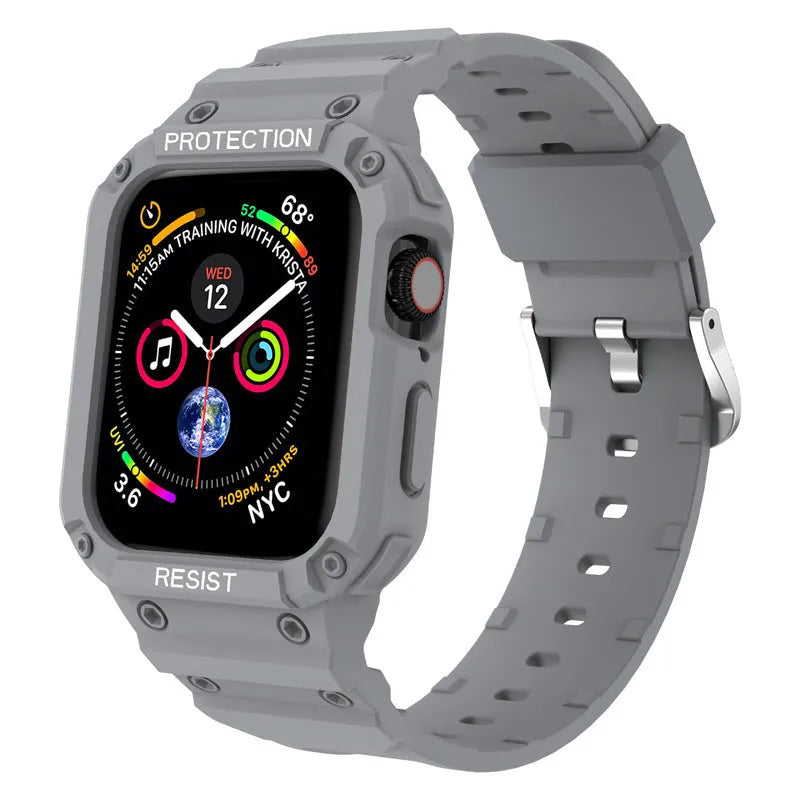 Soft TPU sport-style strap for Apple Watch Series 8 in multiple colour options on a white background.