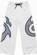 Gray casual wide leg 3D sports pants with printed stereo pattern, bootcut style, polyester fabric
