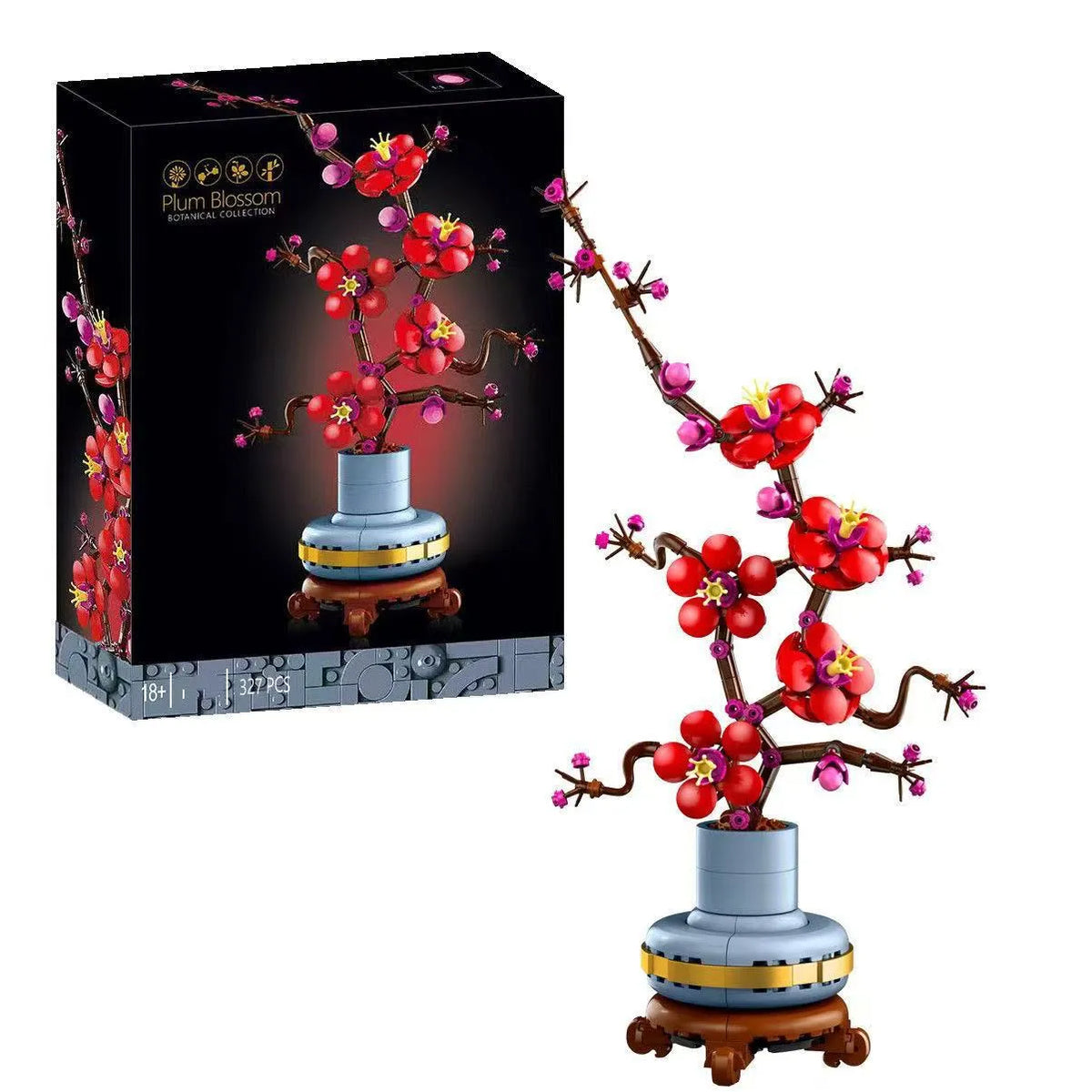 Flower building blocks set orchid bouquet plastic small particles in colour box