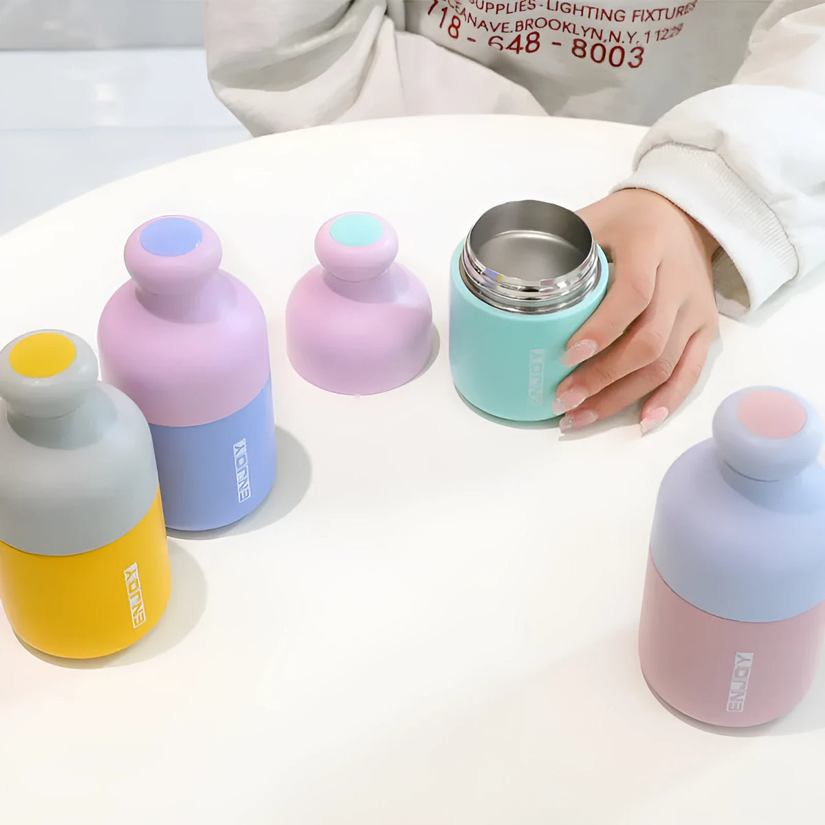 Mini contrast colour vacuum cup in blue or pink, 304 stainless steel insulated tumbler, 220ml or 360ml capacity