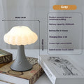 Modern creative mushroom-shaped touch night lamp in wood grain colour, 160mm wide.