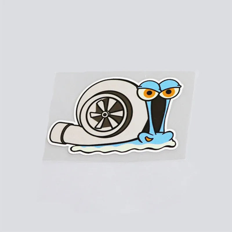White snail cartoon reflective car sticker measuring 12cm by 8cm