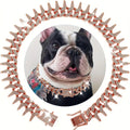 Diamond pet neckband necklace in gold with plaid pattern on a zinc alloy band, suitable for small to large pets.