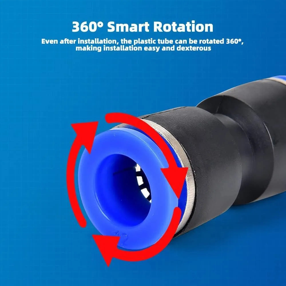 60-piece alloy plastic pneumatic quick-connect connector set with 1/4-inch and 1/2-inch threads.