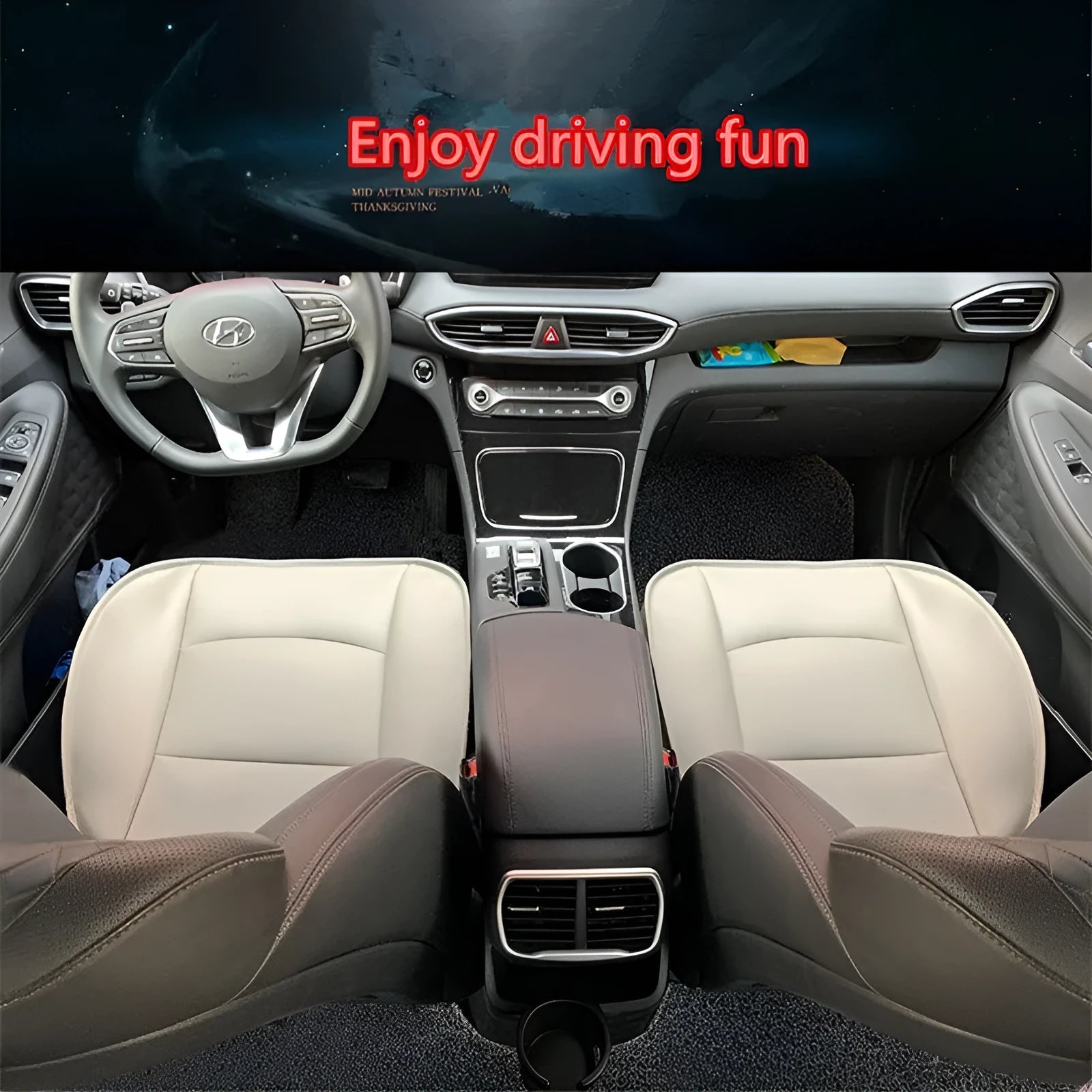 PU leather car seat cover for four-door SUV in black beige gray