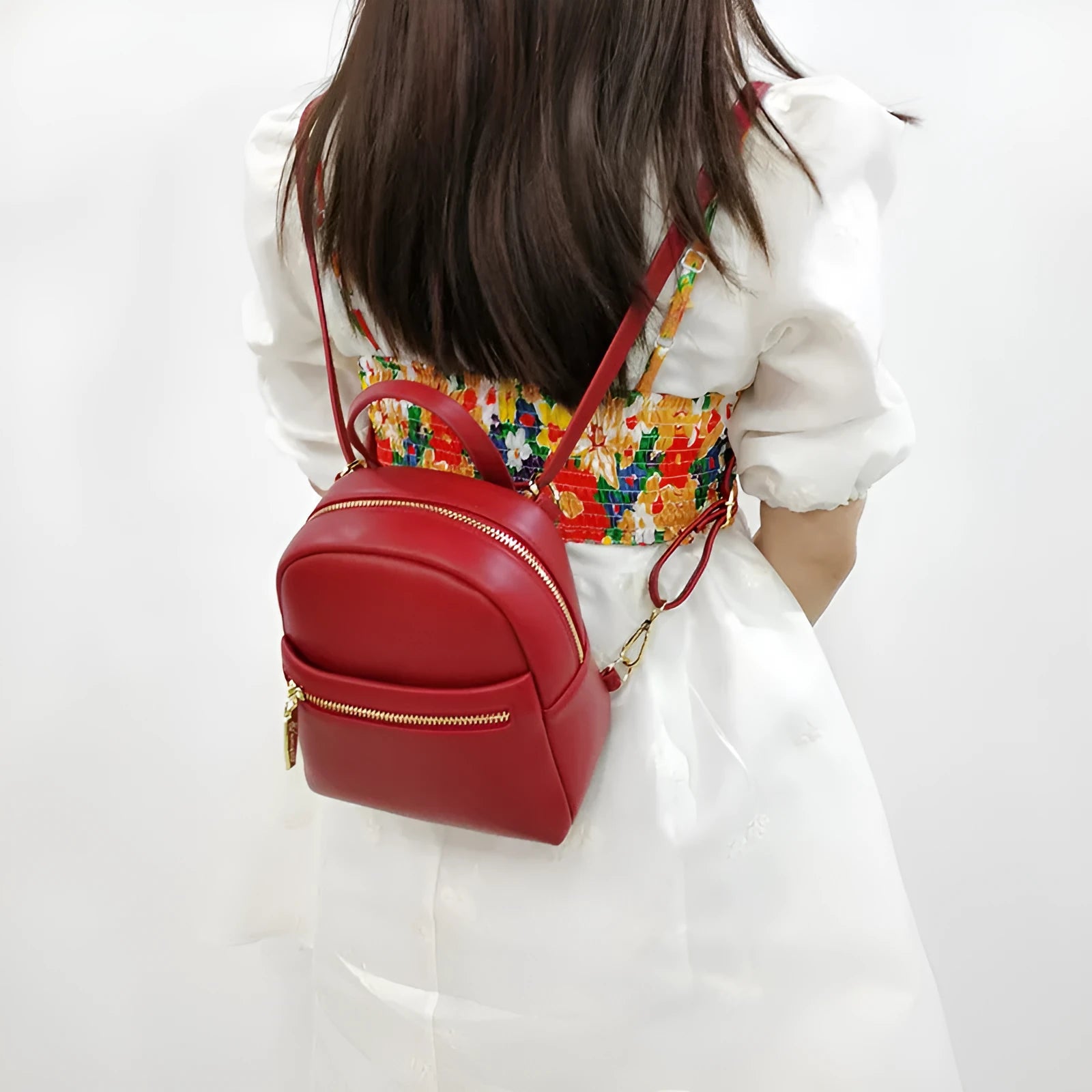 Soft PU mini backpack in street trend style with large capacity and internal organisation pockets