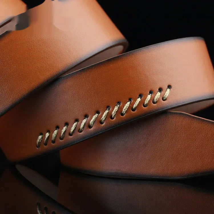 Men's imitation leather casual belt with alloy pin buckle in black, white or brown