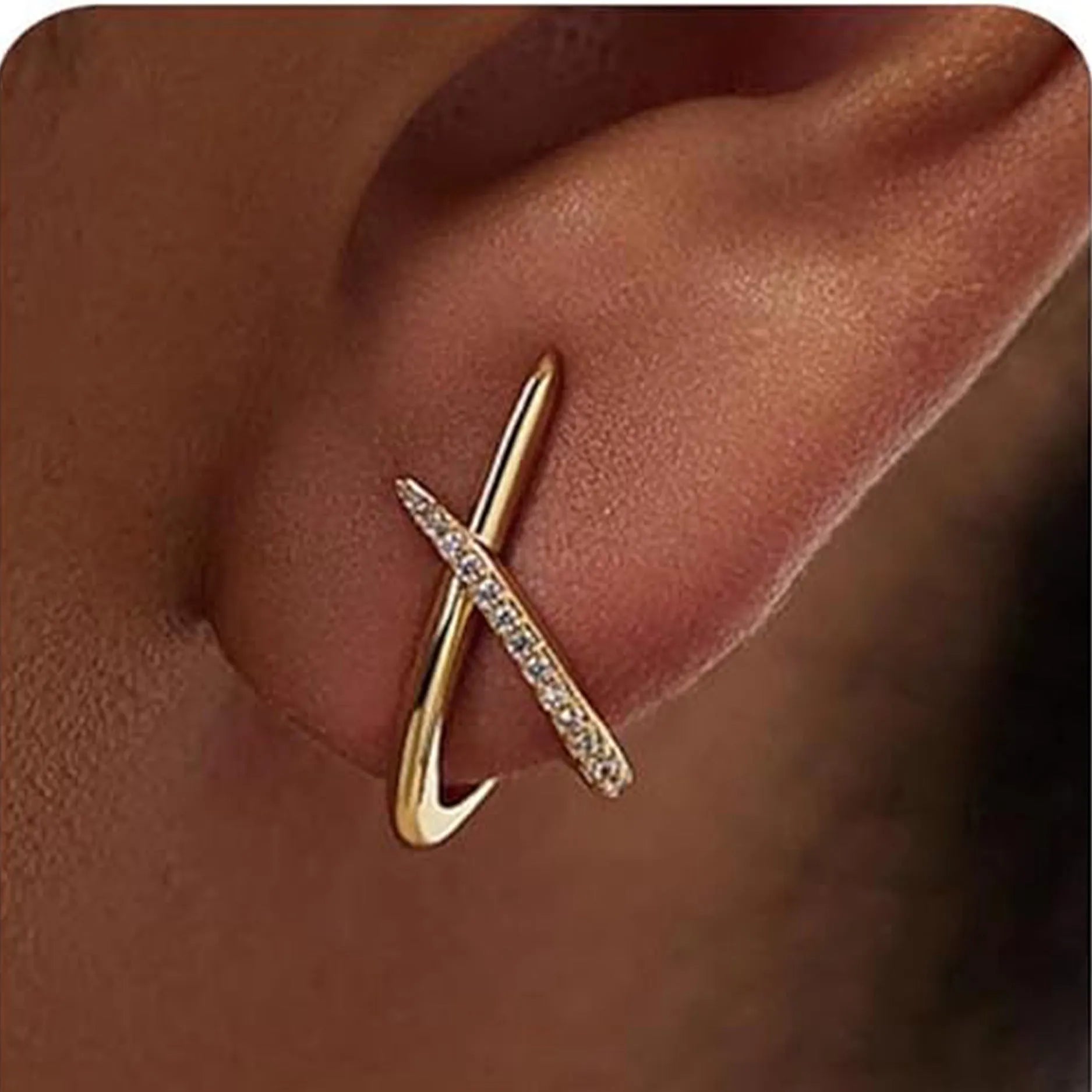 Electroplating 14K gold clip-on earrings, geometric shape, fashion OL style, zinc alloy, three colour pairs