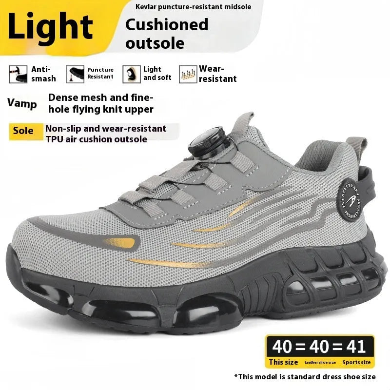 Anti-smash anti-puncture safe Flyknit work shoes black Knob series industrial footwear