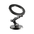Black magnetic foldable metal car bracket for holding a smartphone in a vehicle