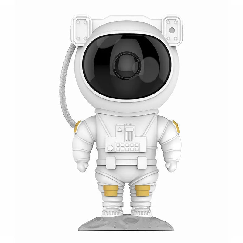 White astronaut-shaped projection night light with USB power and remote control, 120x113x228mm