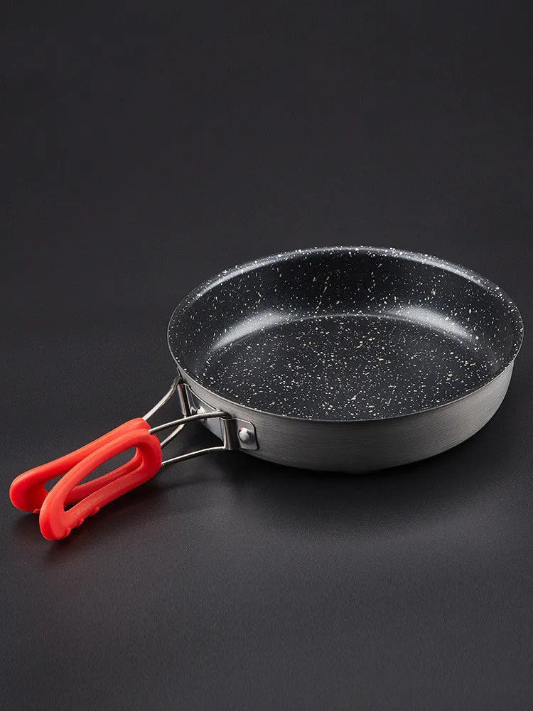 Alocs Medical Stone Color Non-stick Pan Small Folding Frying Pan for Household Outdoor Camping Cooking with Aluminium Alloy Construction 180x44mm Portable Single Pan