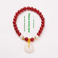 Chinese style handmade bracelet with peace clasp safety buckle and 6mm agate beads