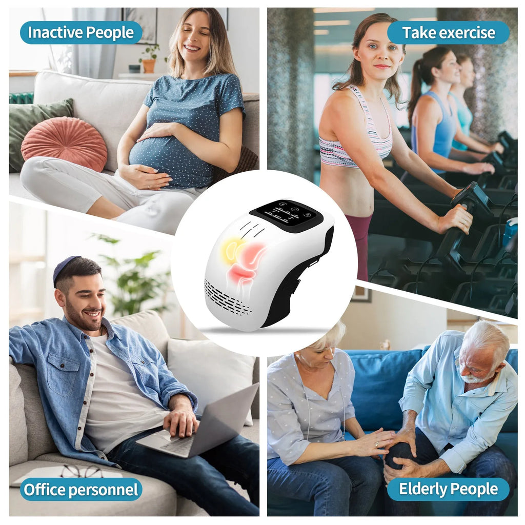 White electric knee massager with intelligent kneading and heating functions for home pain relief