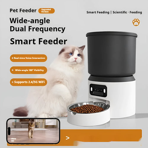 4L smart pet feeder for cats and dogs with choice of plastic or stainless steel bowl
