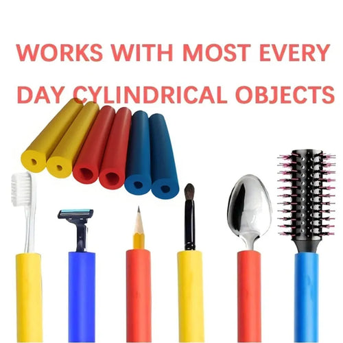 Rubber auxiliary grip hose sleeves for tableware pens, showing inner and outer diameters.