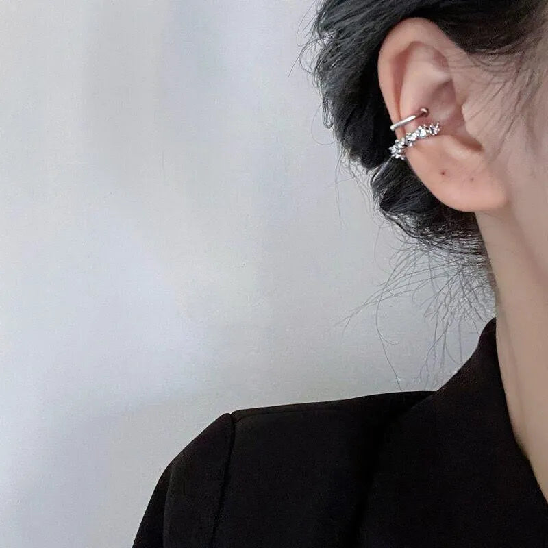 Geometric alloy ear clip earrings with irregular frosty B4710# design for women