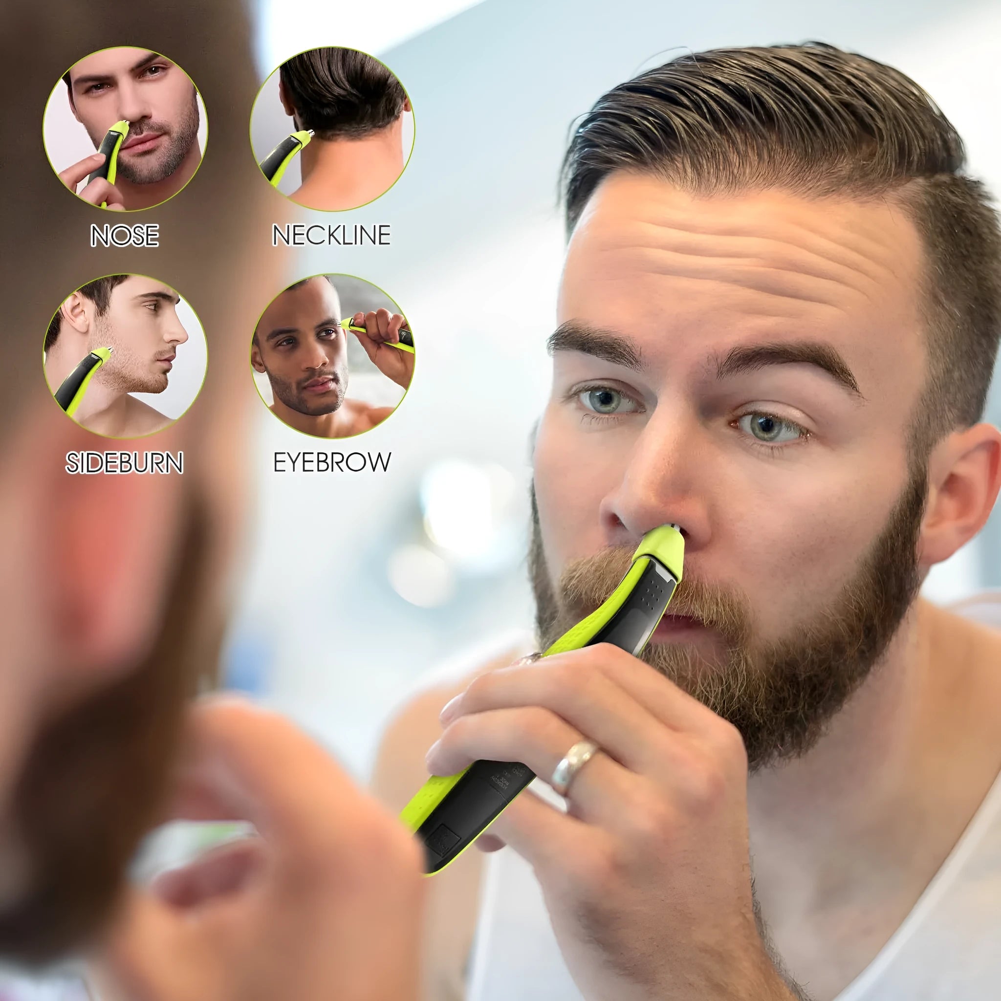 Green ABS stainless steel nose hair trimmer replacement cutter head for Philips OneBlade