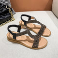 Women's patent leather summer sandals with rhinestone detailing in gold, silver or black colours