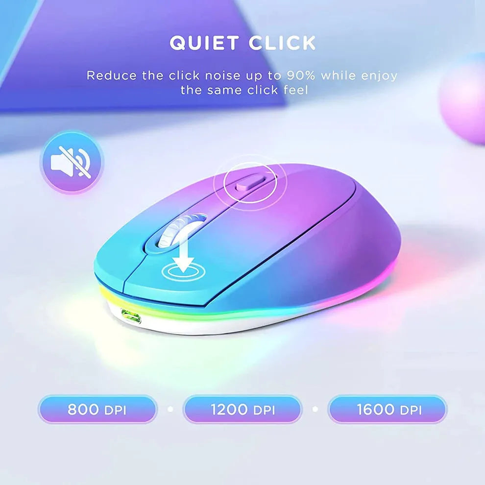 24g lightweight wireless ergonomic mouse with USB charging cable in multiple colour options