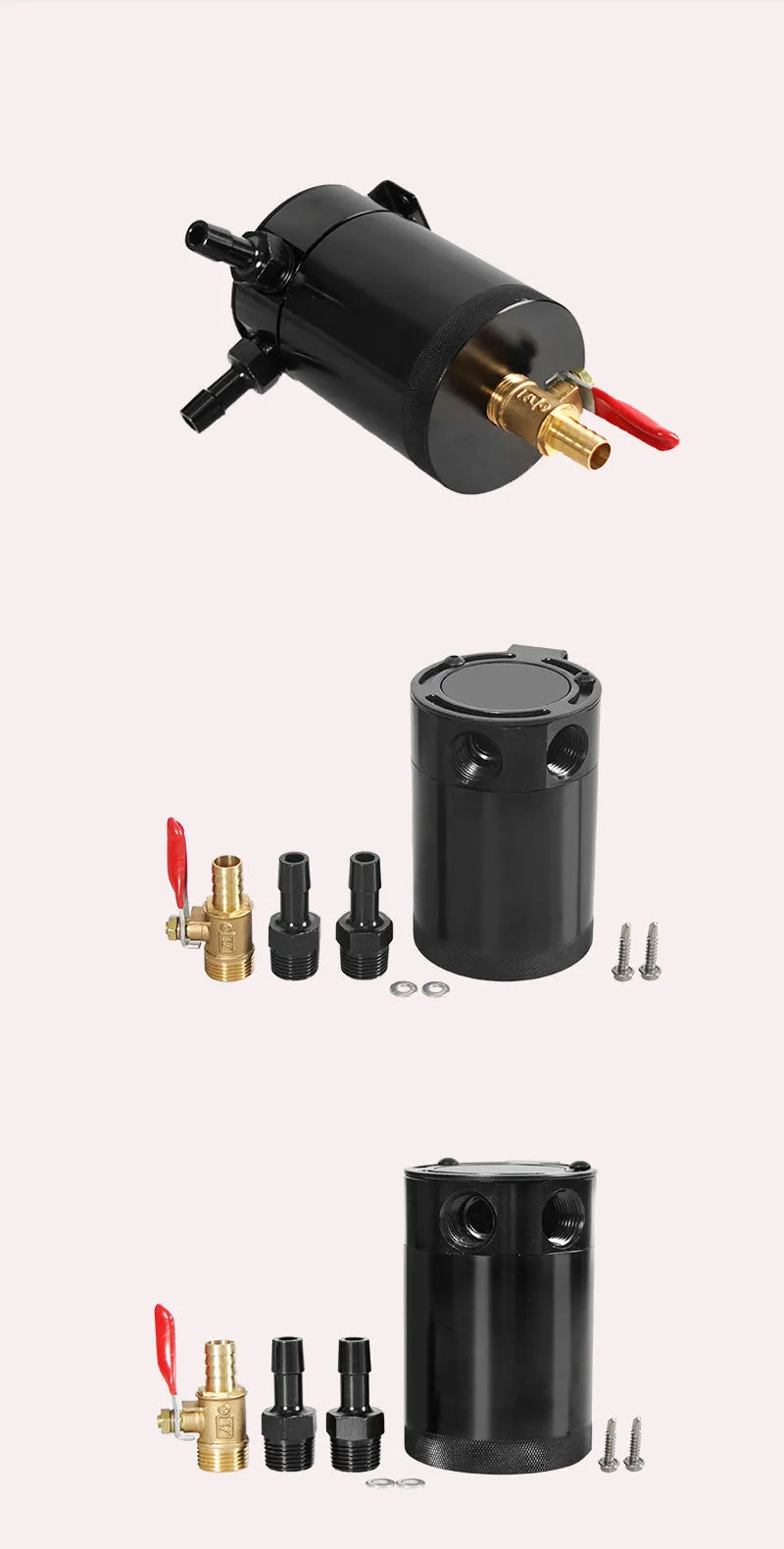 Black and silver aluminium automotive oil pot with two-hole breathable design for workshop use