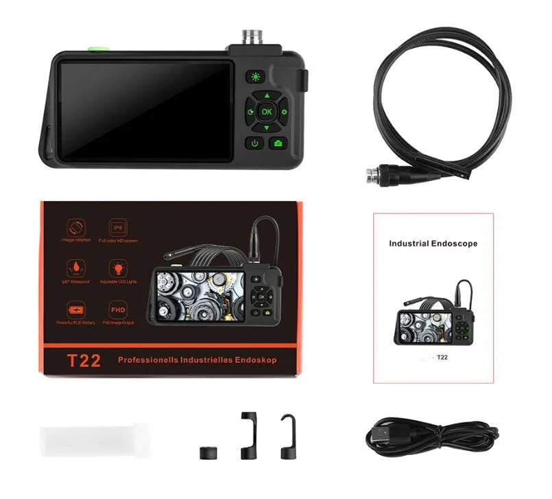 Portable handheld industrial endoscope with 4.5-inch screen and 1 metre inspection cable