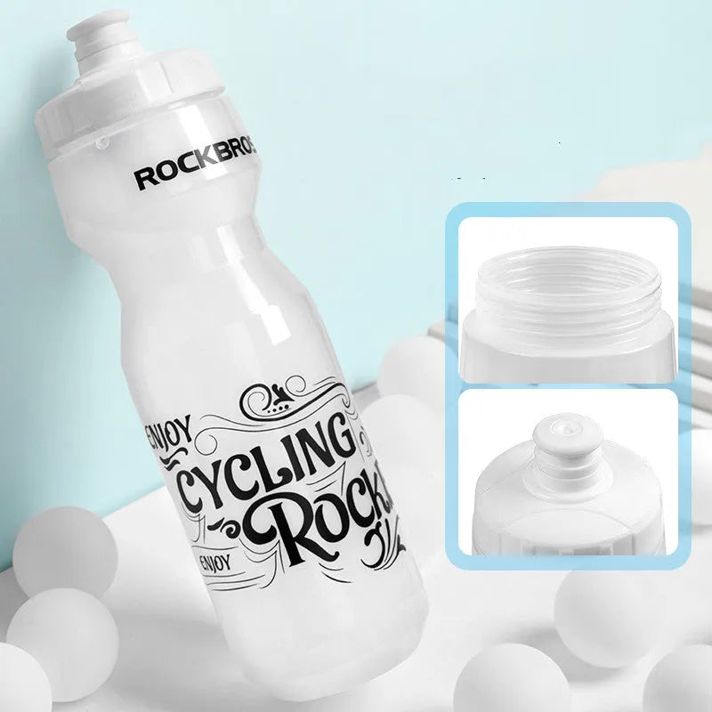 Cycling water bottle 750ml press-type PP5 with white mouth transparent body