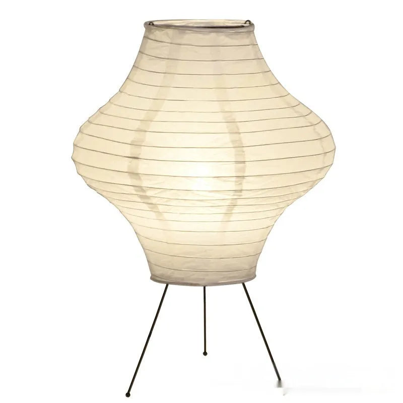 Japanese style Xuan paper table lamp with three-colour light source measuring 32cm wide by 45cm tall