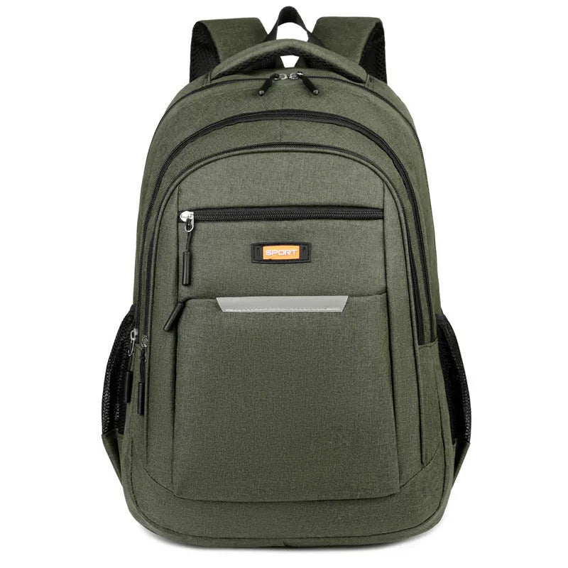 Men's casual Oxford cloth backpack in black, blue, gray, or green colour with breathable polyester lining