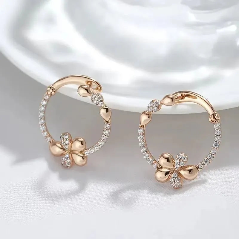 Copper round geometric earrings with electroplated finish colour EK13286-FD-01