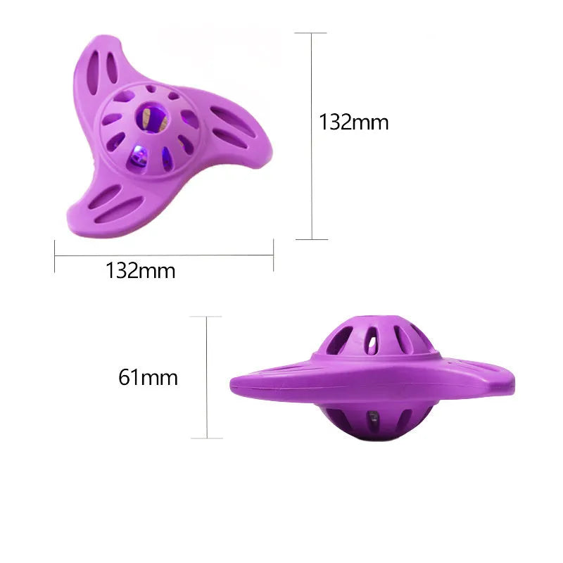 Blue bite-resistant boomerang chew toy for medium and large breed dogs on a plain background