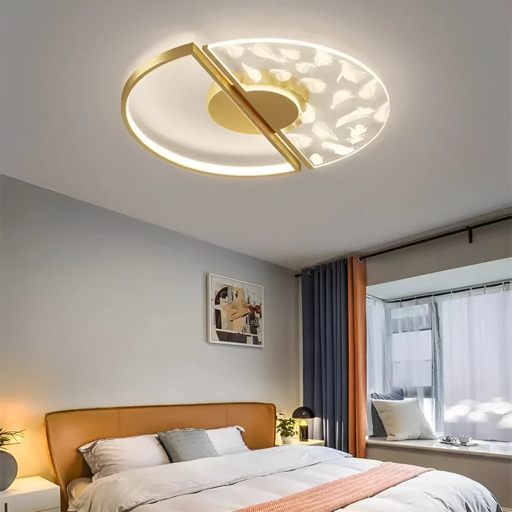 New LED ceiling light modern simple light luxury bathroom light monochrome white 45cm Golden Feather or 55cm black