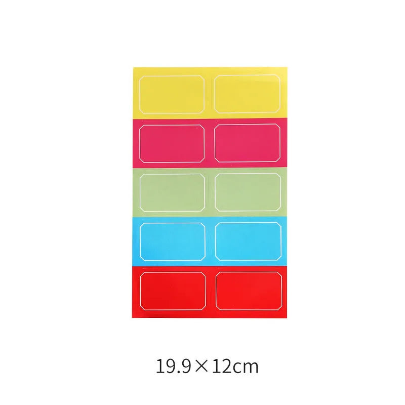 Assortment of paper adhesive stickers, labels, A6 rulers, and sticky notes in various colours and grid layouts.