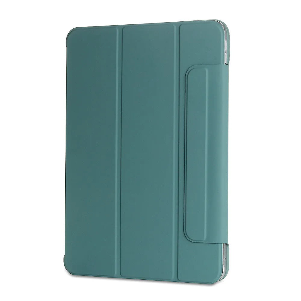 Leather tablet case with magnetic double-sided clip in clamshell style available in multiple colours