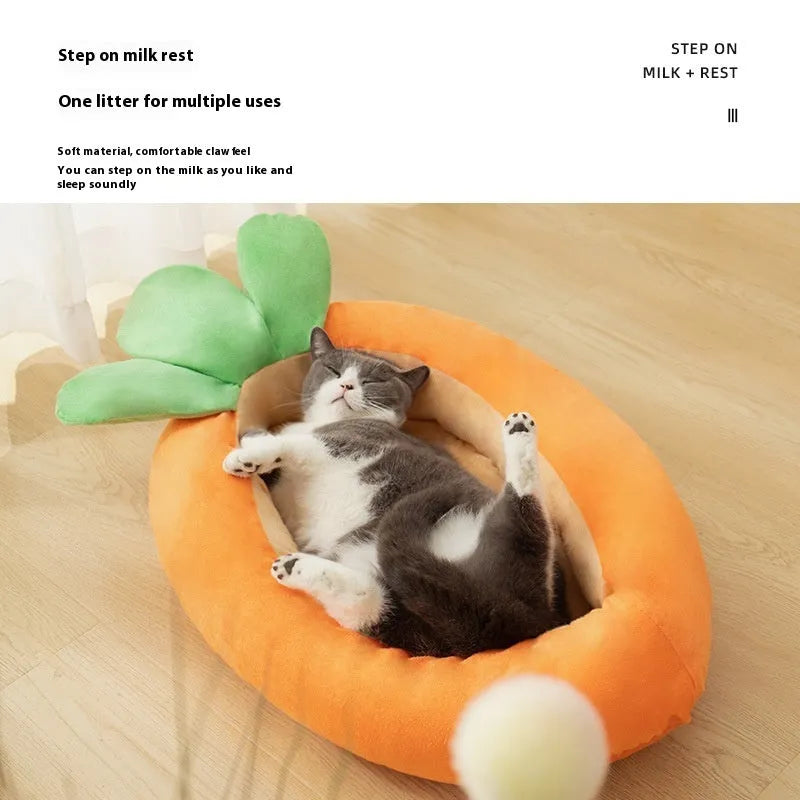 Cartoon carrot design pet mattress with removable cover for dogs