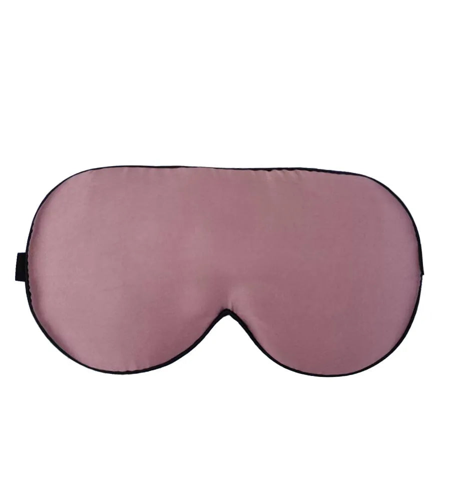 Double-sided mulberry silk eye mask in multiple colour options showing embroidered printed design