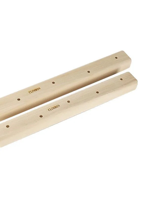 Set of three solid wooden hangboards for grip strength training in 12cm, 40cm, and 50cm sizes.