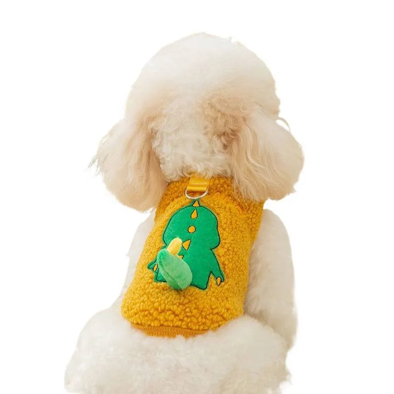 Fleece-lined thick winter vest sweater for pets in round panda print, available in sizes XS to XXL for 1-20 kg