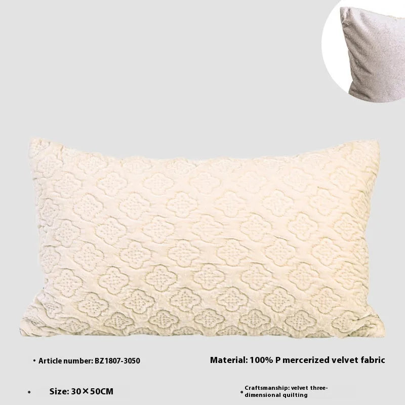 Traditional Chinese antique-style quilted cushion pillow in brown gold colour with three-dimensional pattern
