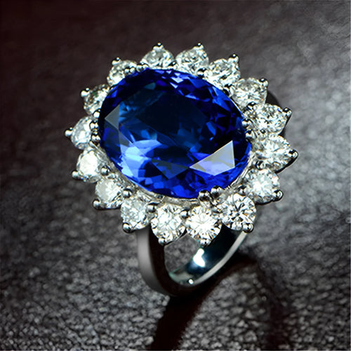 Adjustable opening multi-colour rhinestone ring in platinum tone for women, geometric natural style