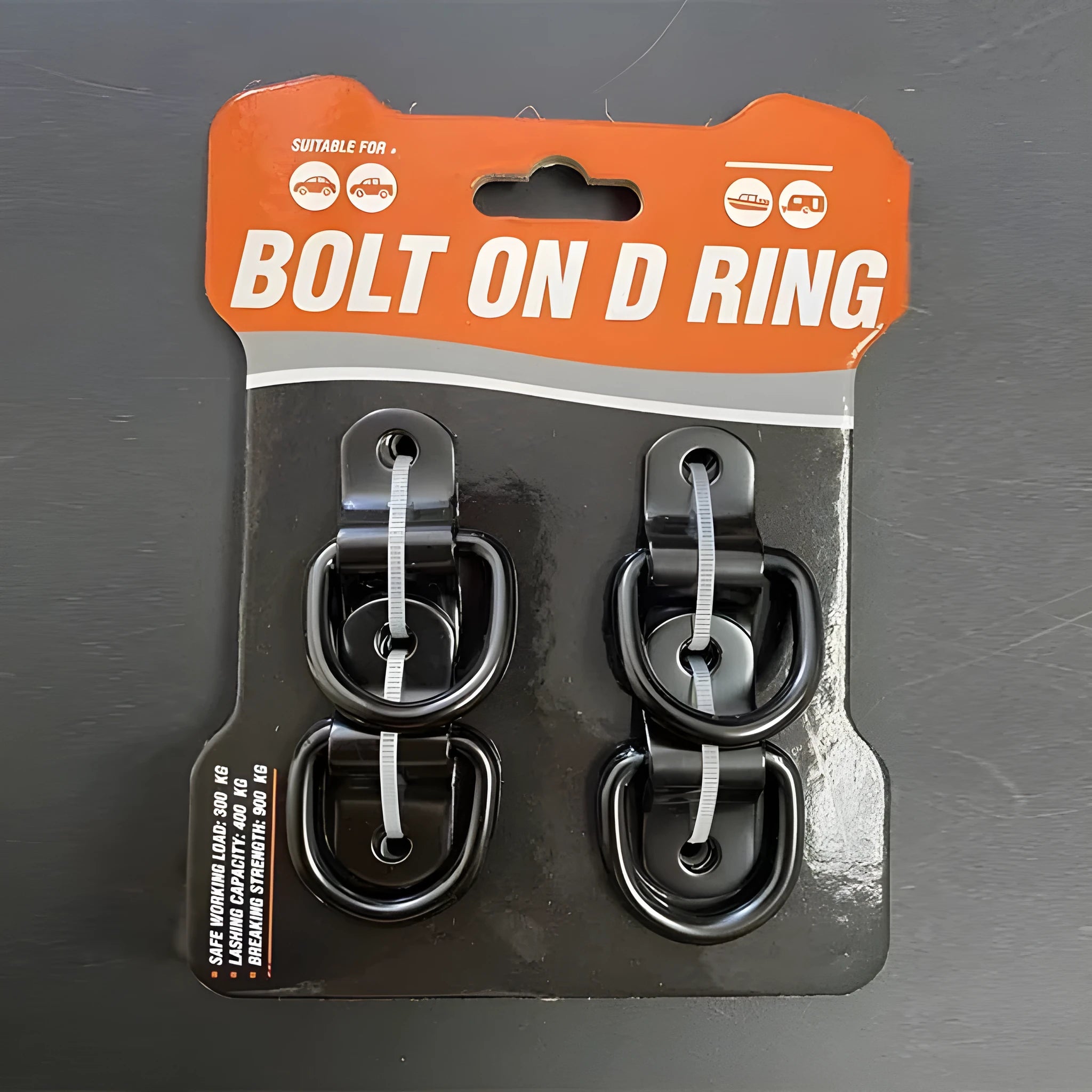 Black galvanised steel pull ring floor hook for truck cargo securing
