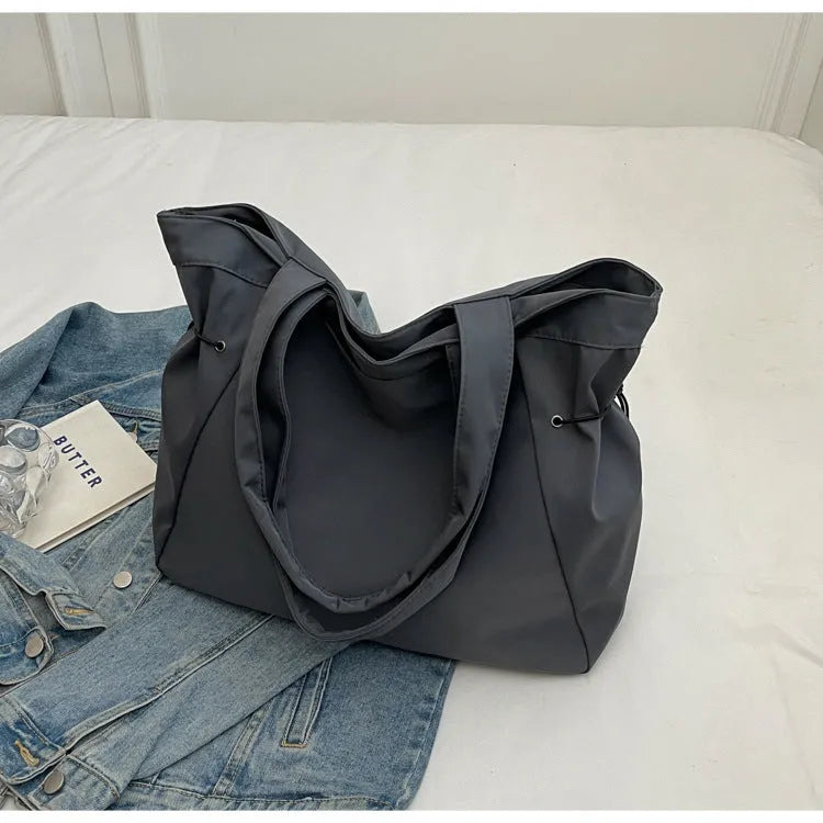 Oxford cloth commuter tote bag in folding design with shoulder straps