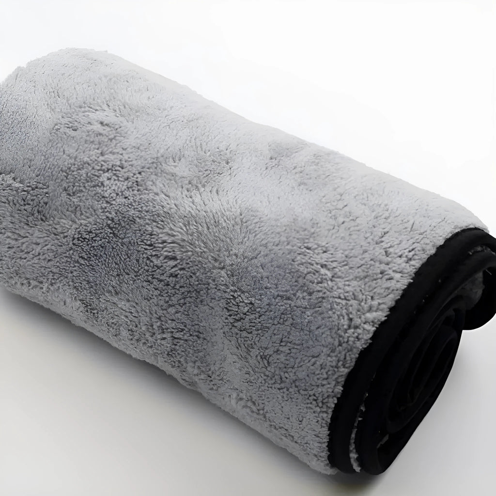 Microfiber car wash drying towel shown in three size options for vehicle drying