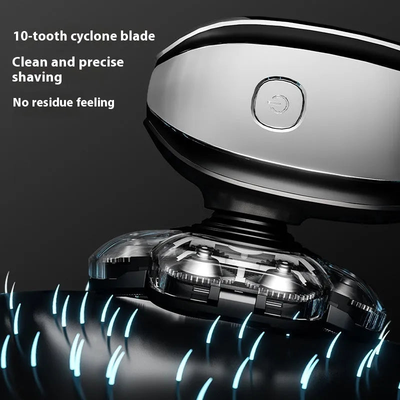 Black 6-in-1 rechargeable haircut suit with hair clipper, shaver, trimmer attachments, USB cable, and guide combs.