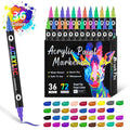 Set of double-headed acrylic marker pens showing fine and broad tips, in assorted opaque colours.