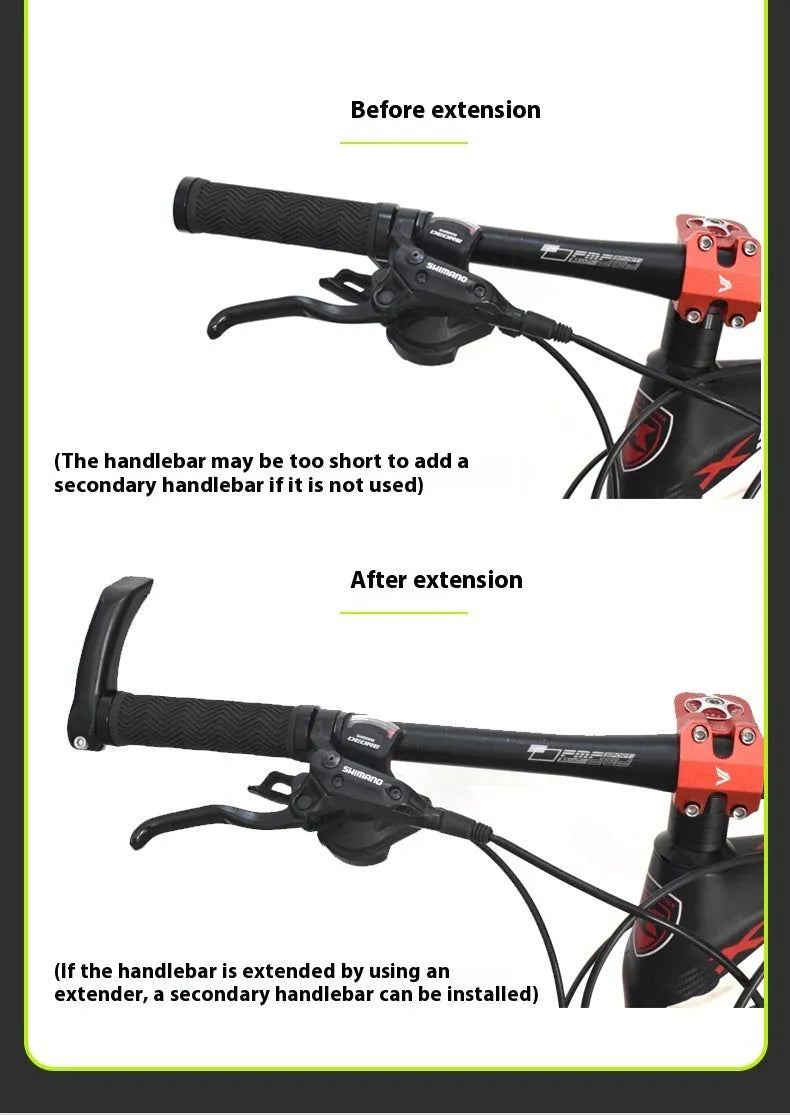 Pair of aluminium alloy bicycle handlebar extension rods with adjustable range 15-20mm