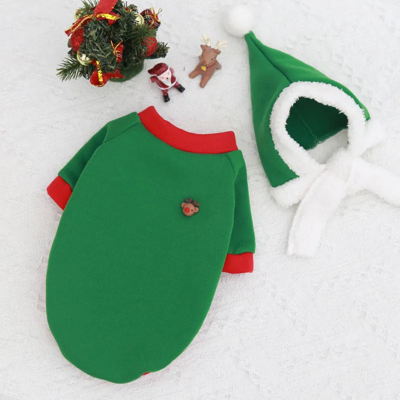Dog Christmas pet clothing in red green colours casual four-legged cloth garment for small to large dogs
