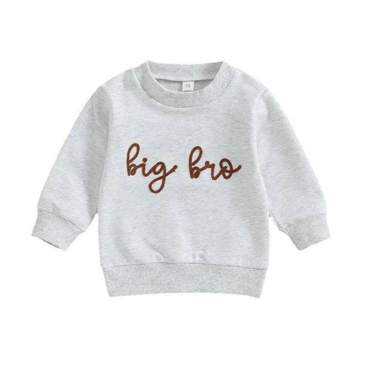 Grey cotton infant toddler long sleeve one-piece sweater jumpsuit with alphabet embroidery for 60-120cm