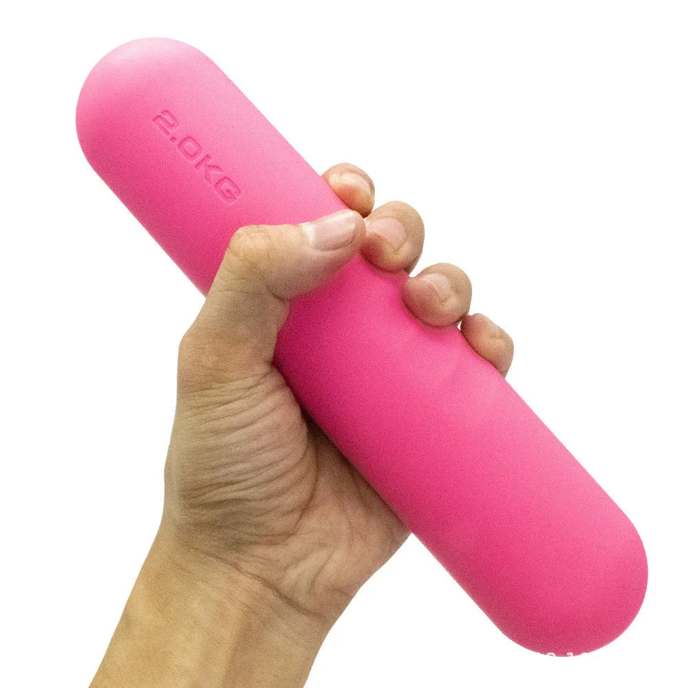 Silicone-edged yoga dumbbell stick with cast iron construction in various colours and weights