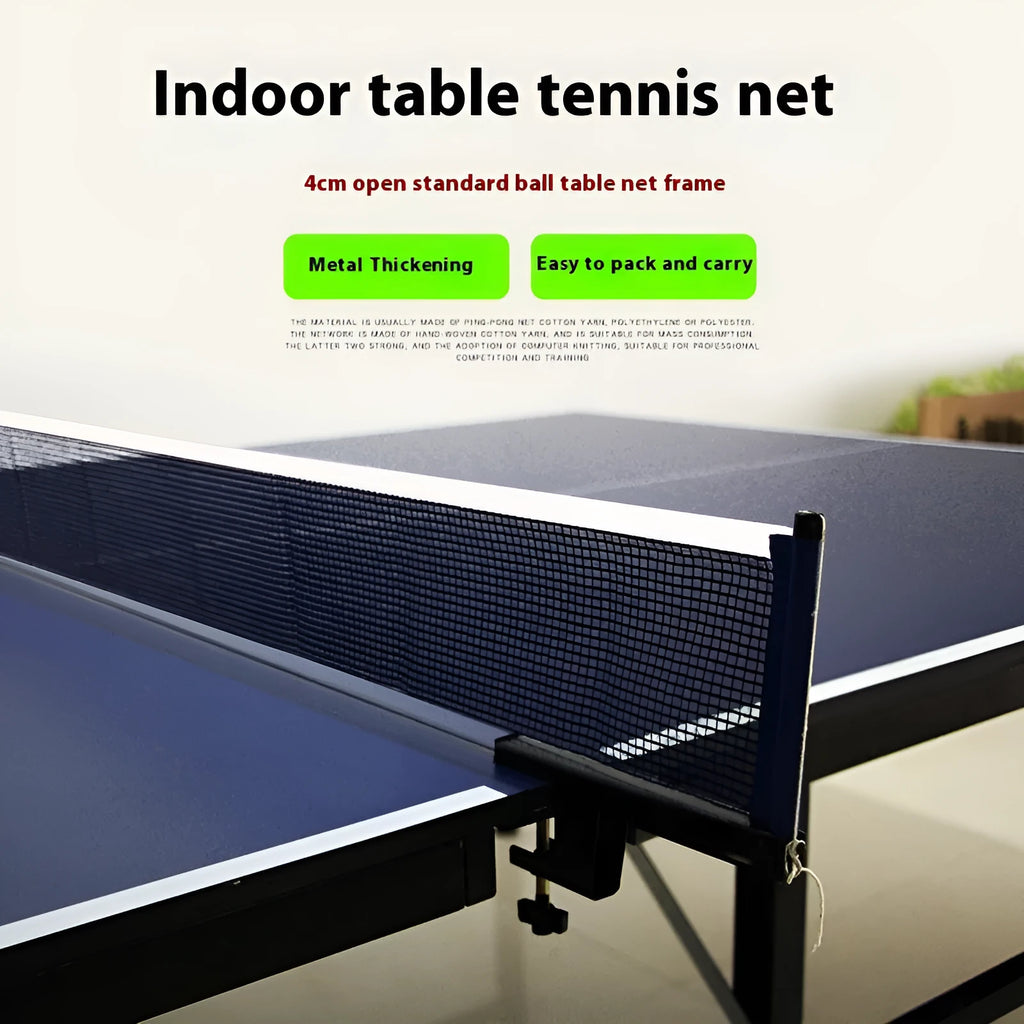 Table tennis post with large universal clip for indoor open grid table mounting